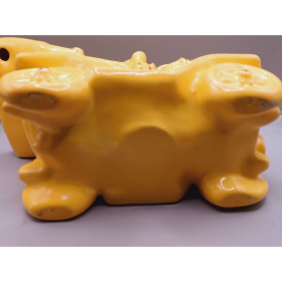 Oriole Brand Vintage Mustard Yellow with Gold Trim Convertible Car Planter - Picture 11 of 15